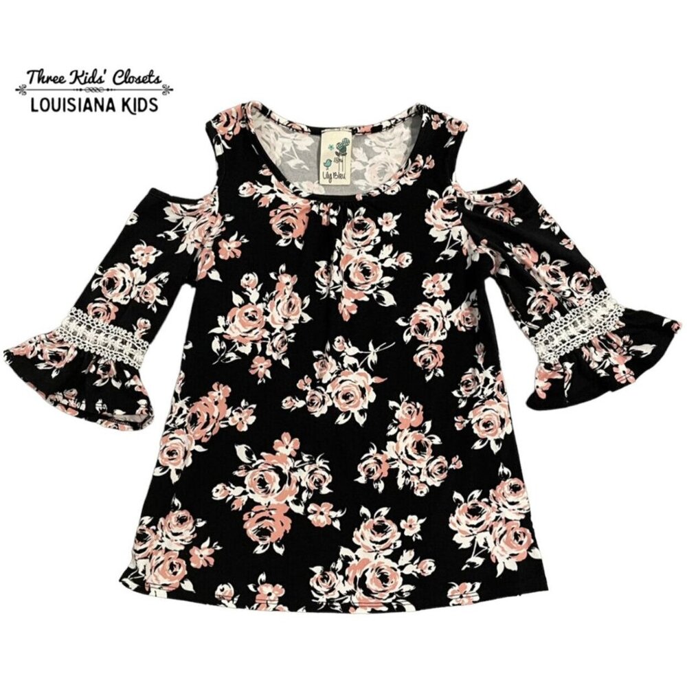 Lily Bleu M (10/12) Cold Shoulder Floral Print Top